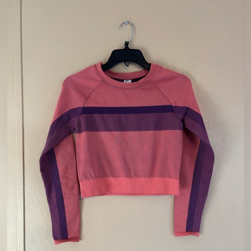 Fabletics Tory cropped seamless long sleeve top sz M